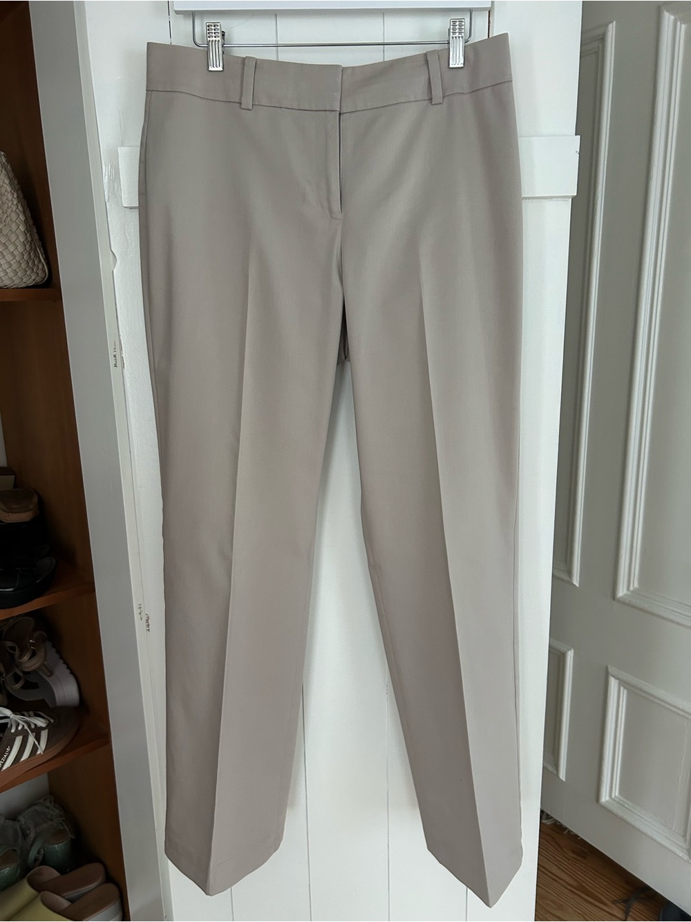 Ann Taylor Beige Straight-Leg Dress Pants